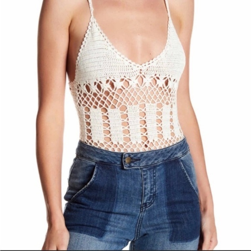 3 For 30 💥 nwt‎ Poof! Crochet Knit Body Suit One Piece Off White Small